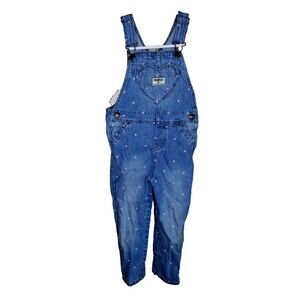 OshKosh Bigosh Denim Overalls Light Pink Hearts Size 4T